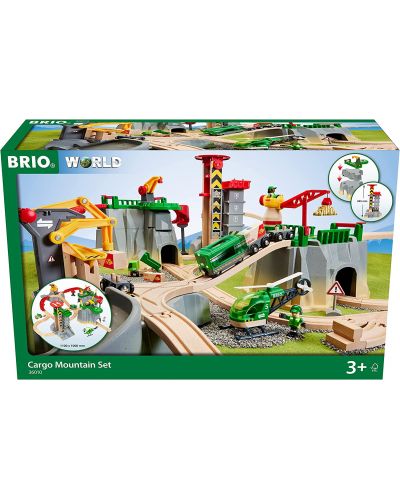 Детски комплект Brio World - Товарни влакчета, релси и тунели, 49 части - 10