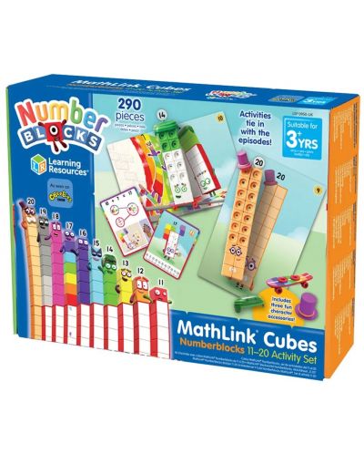 Детски математически комплект Learning Resources - Кубчета за сглобяване, от 11 до 20 - 1