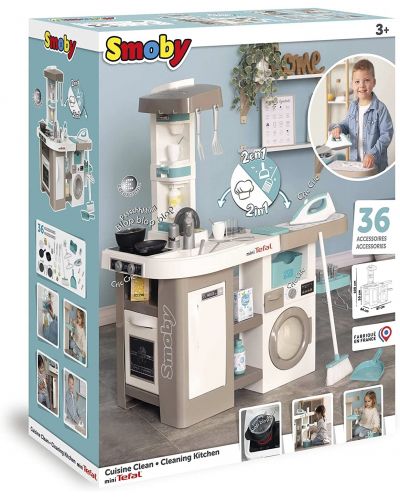 Детска кухня 2 в 1 Smoby - Tefal Studio Utility Kitchen, 36 аксесоара - 9