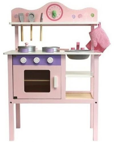 Детска дървена кухня Acool Toy - Розова - 1