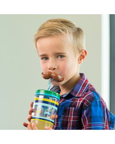 Детска чаша със сламка Contigo - Electric Blue Mustache, 470 ml - 3