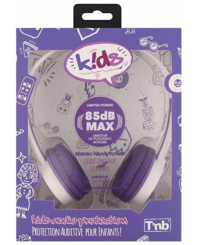 Детски слушалки с микрофон T'nB - Kids, бели/лилави - 3