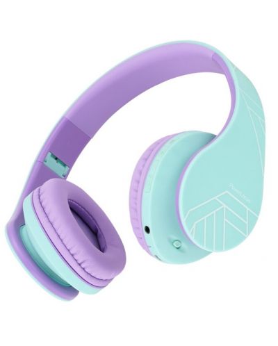 Детски слушалки PowerLocus - P2, безжични, зелени/лилави - 4