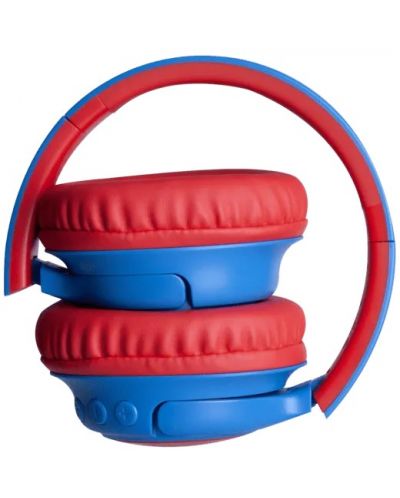 Детски слушалки с микрофон PowerLocus - Bobo, безжични, сини/червени - 4