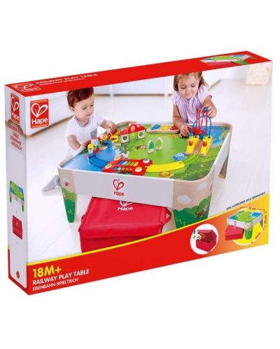 Детска дървена маса за игра HaPe International - Железопътен транспорт - 3