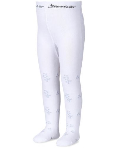 Детски чорапогащник Sterntaler - На сребърни цветенца, 74 cm, 6-9 месеца, бял - 1
