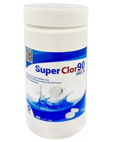 Дезинфектант за басейни Aquatics - SuperClor 90 Pro, 1 kg (20 гр. таблетка.) - 1