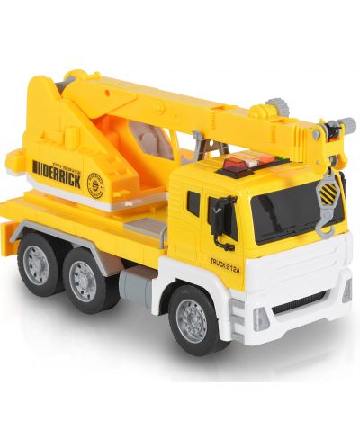 Детска играчка Moni Toys - Камион с кран и кука, жълт, 1:12 - 4