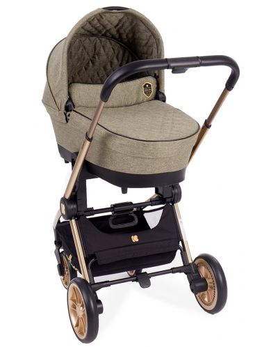 Детска количка 3 в 1 KikkaBoo Vicenza Luxury - Златиста, с кош за количка и столче за кола - 6