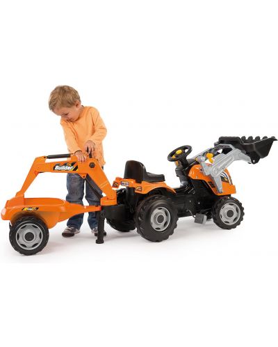 Детски трактор с педали Smoby - Builder Max, оранжев - 5