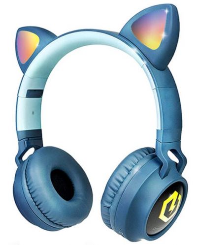 Детски слушалки PowerLocus - Buddy Ears, безжични, сини - 1