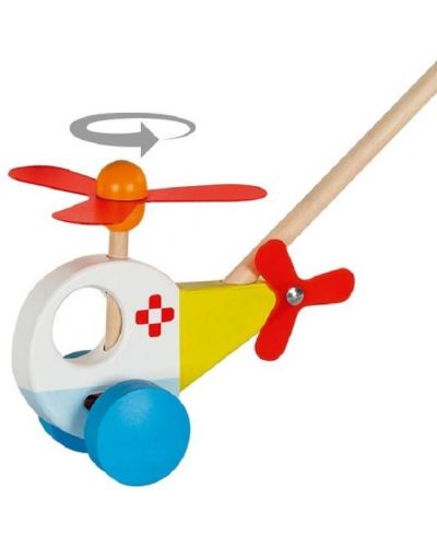 Детска играчка за бутане Goki - Хеликоптер  - 2