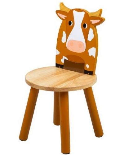Детско дървено столче Bigjigs - Кравичка - 1