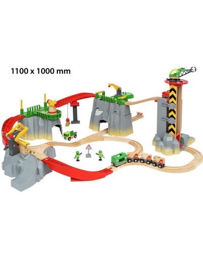 Детски комплект Brio World - Товарни влакчета, релси и тунели, 49 части - 4