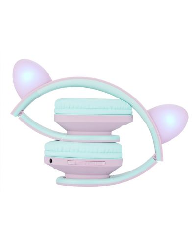 Детски слушалки PowerLocus - P2, Ears, безжични, розови/зелени - 3