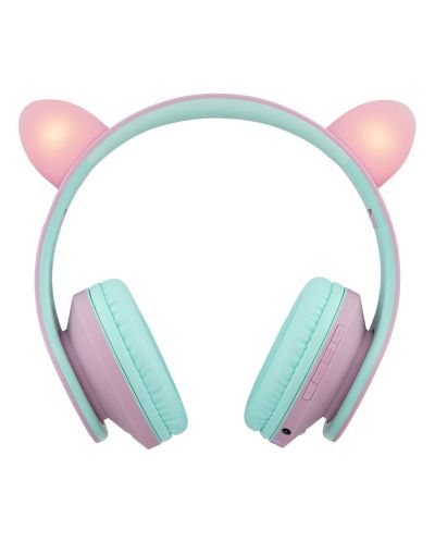 Детски слушалки PowerLocus - P2, Ears, безжични, розови/зелени - 4