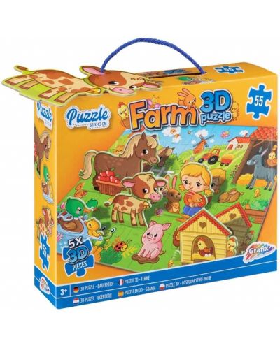 Детски 3D пъзел Grafix от 55 части - Ферма - 1
