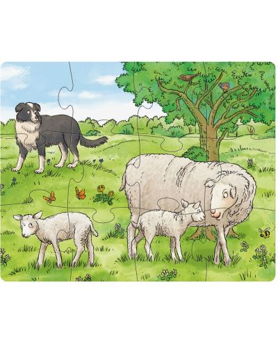 Детски пъзел Haba - Селскостопански животни, 3 броя - 2