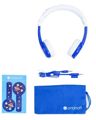Детски слушалки с микрофон BuddyPhones - Explore, сини/бели - 4
