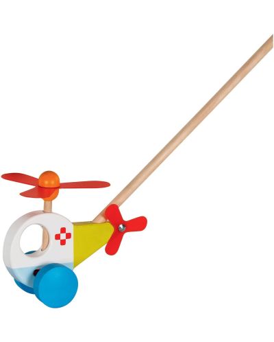 Детска играчка за бутане Goki - Хеликоптер  - 1