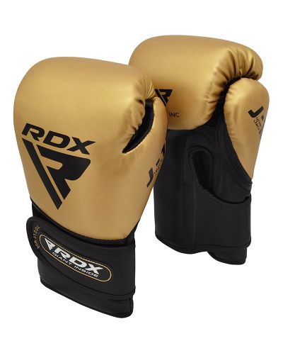 Детски боксови ръкавици RDX - REX J-12, 6 oz, златисти/черни - 2