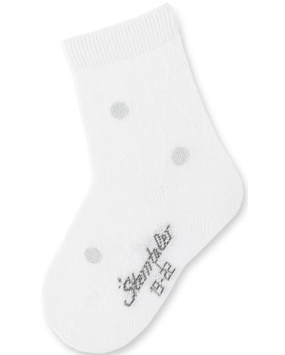 Детски чорапи Sterntaler - На точки, 15/16 размер, 4-6 месеца, бели - 1