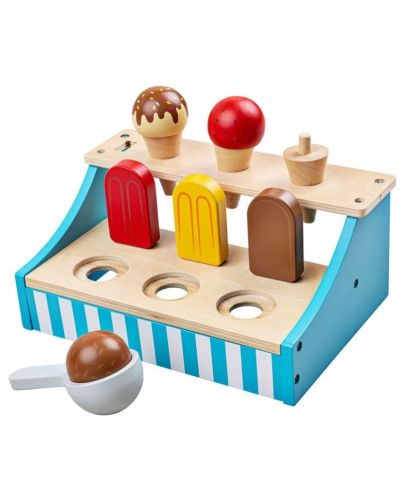 Детска играчка Bigjigs - Дървена стойка със сладолед - 1