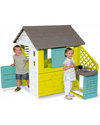 Детска градинска къща за игра Smoby - С лятна кухня - 2