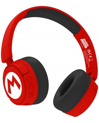 Детски слушалки OTL Technologies - Super Mario Icon Logo, безжични, червени - 3