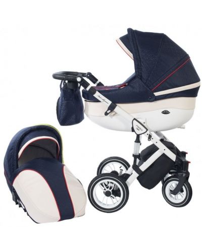 Детска количка 2 в 1 Baby Merc - Style, морско синьо и кремаво - 1
