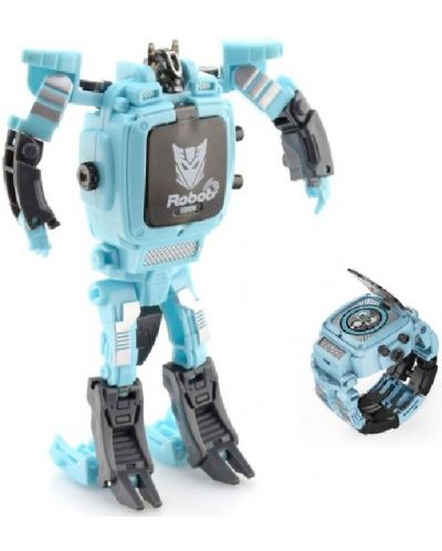 Детска играчка Raya Toys - Трансформиращ се робот-часовник, син - 2