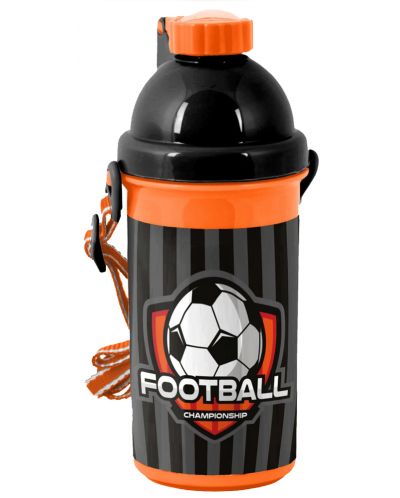 Бутилка за вода Paso Football - 500 ml, оранжево-черна