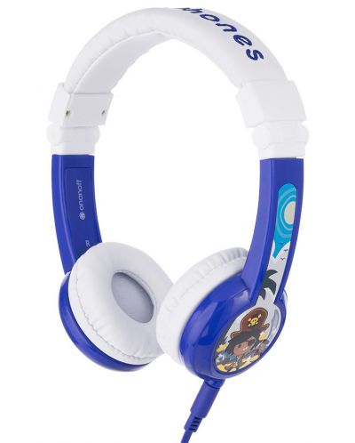 Детски слушалки с микрофон BuddyPhones - Explore, сини/бели - 1