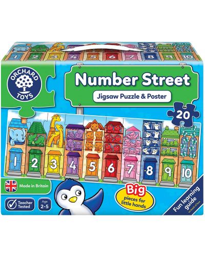 Детски пъзел Orchard Toys - Улица с номера, 20 части - 1