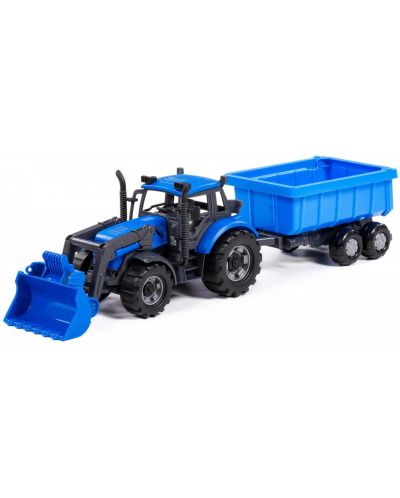 Детска играчка Polesie Progress - Инерционен трактор с ремарке и гребло - 2