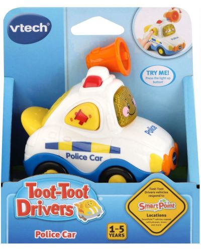 Детска играчка Vtech - Мини количка, полицейска кола с високоговорител - 1