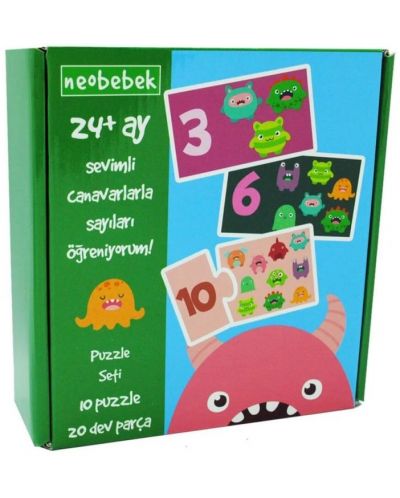 Детски образователен пъзел Neobebek - Сладки чудовища - 3