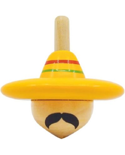 Детска играчка Svoora - Мексиканецът, дървен пумпал Spinning Hats  - 1