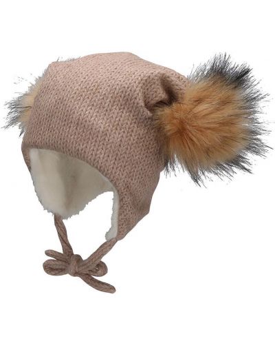 Детска зимна шапка с помпони Sterntaler - 51 cm, 18-24 м, розова - 2