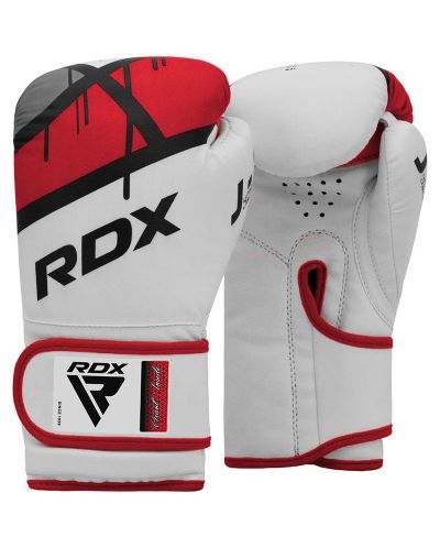Детски боксови ръкавици RDX - J7, 6 oz, бели/червени - 1