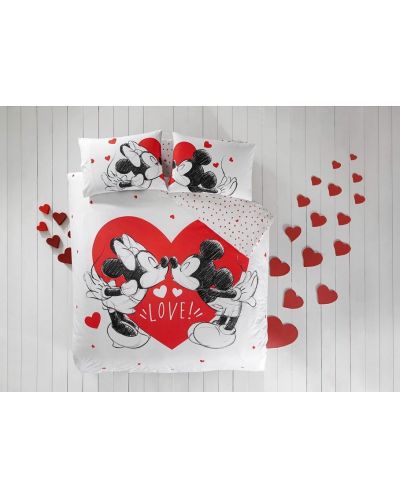 Комплект за спалня TAC Licensed - Minnie & Mickey Heart, 100% памук - 1