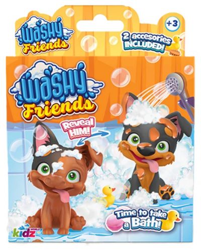 Детска играчка Kidz World Washy Friends - Кално кученце за къпане, Corgi - 1