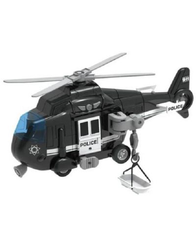 Детска играчка Raya Toys - Полицейски хеликоптер, черен - 1