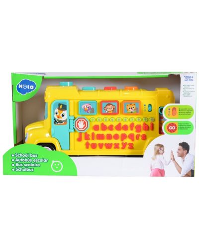 Детска играчка Hola Toys - Училищен автобус голям с азбука - 1