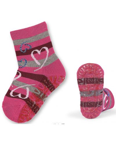 Детски чорапи със силиконова подметка Sterntaler - Със сърчица, 25/26, 3-4 години - 1