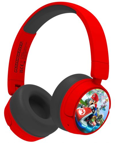 Детски слушалки OTL Technologies - Mario Kart, безжични, червени - 1