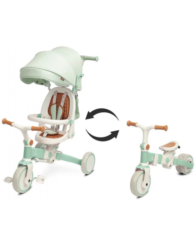 Детска триколка 2 в 1 Caretero Toyz - Faro, зелена - 3