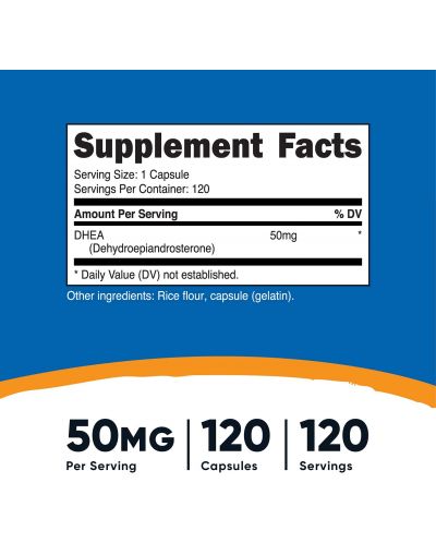 DHEA, 50 mg, 120 капсули, Nutricost - 2