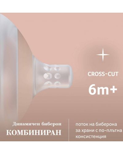 Динамичен силиконов биберон Lovi - Mammafeel, Cross - Cut, 6 м+ - 5