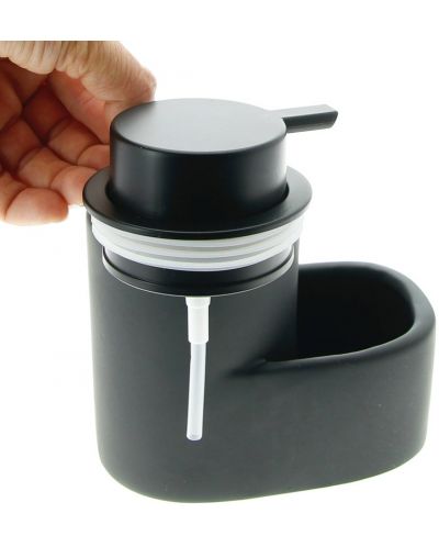 Диспенсър за течен сапун с поставка за гъба HIT - 13.5 cm, черен - 3